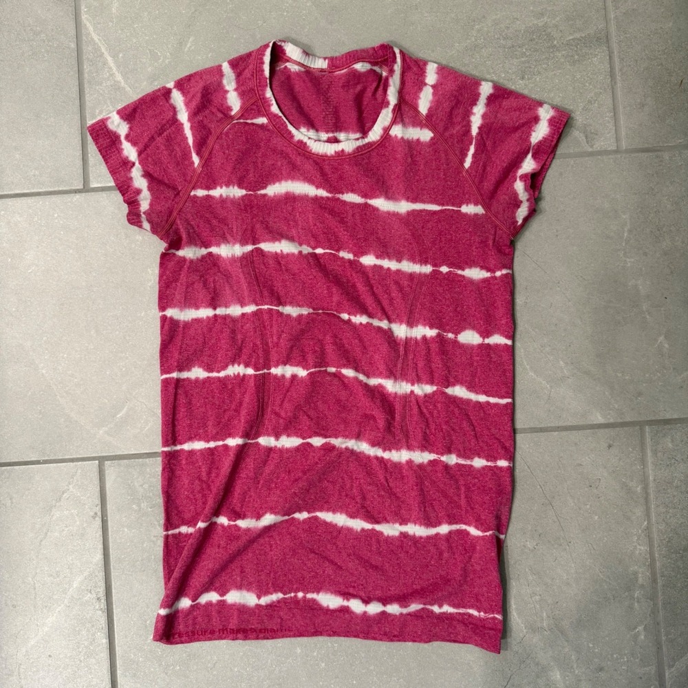 Lululemon Swiftly Tech Short Sleeve Pink White Shibori Tie Dye Running Shirt